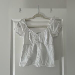 Hollister Linen-Blend Babydoll Top